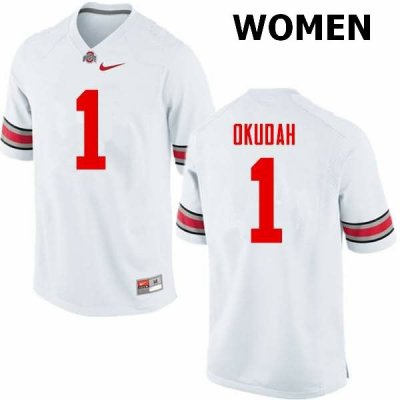 NCAA Ohio State Buckeyes Women's #1 Jeffrey Okudah White Nike Football College Jersey ARU2745SG